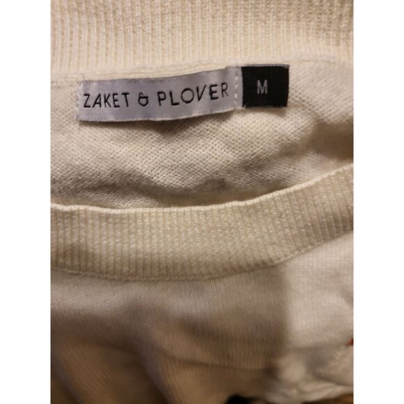 Zaket and Plover sweater cream and tan stripe with chest pocket Size M - Picture 3 of 5